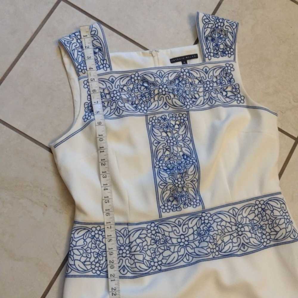 Antonio Melani blue and white sheath dress size 14 - image 5