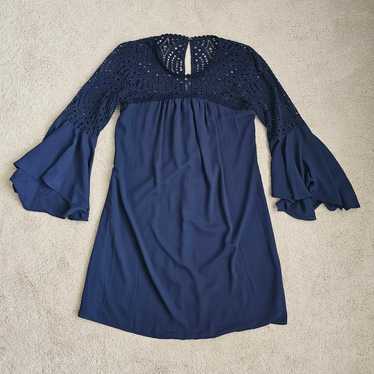 Lilly Pulitzer Amenna Navy Bell Sleeve Dress, 4