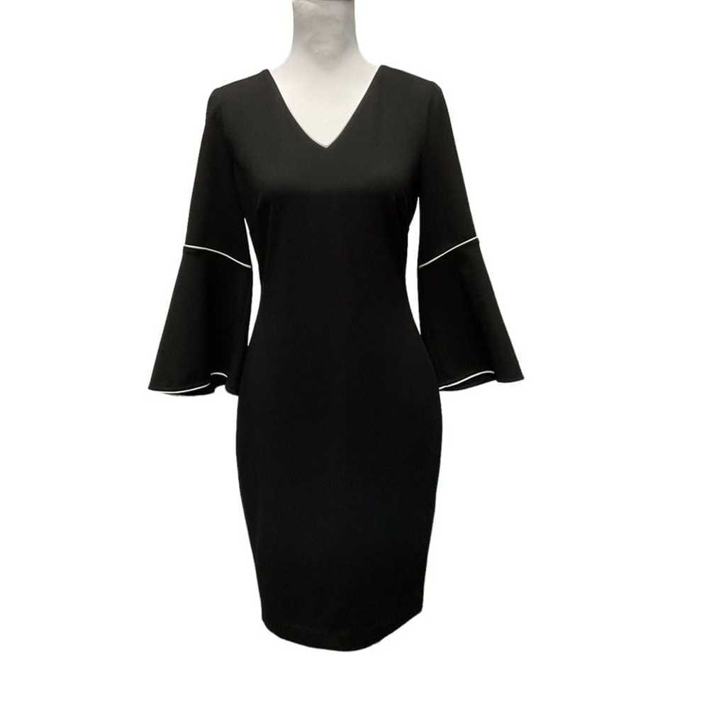 Calvin Klein Bell Sleeve Sheath Dress Size 4 Black - image 2