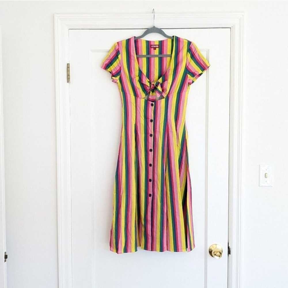 STAUD Alice Rainbow Stripe Tie Front Fit n Flare … - image 1