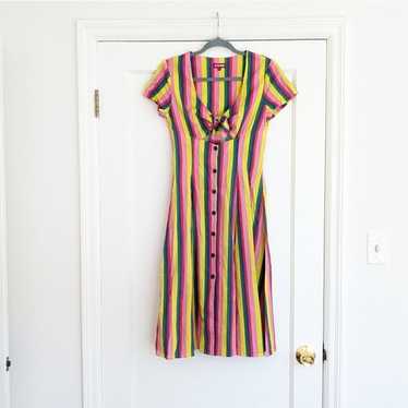 STAUD Alice Rainbow Stripe Tie Front Fit n Flare … - image 1