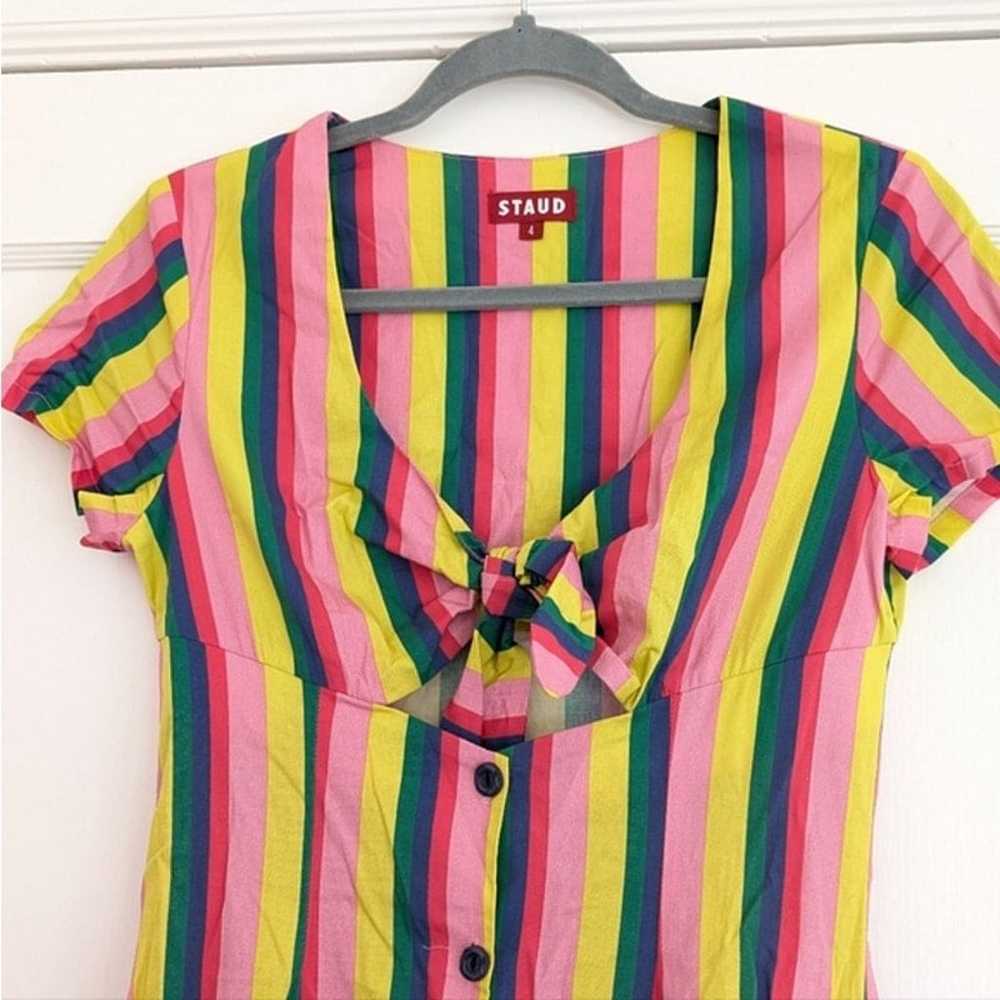 STAUD Alice Rainbow Stripe Tie Front Fit n Flare … - image 7