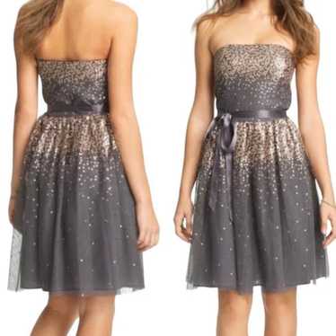 Eliza J Sequin Tulle Dress 4 Missy Grey Metallic … - image 1