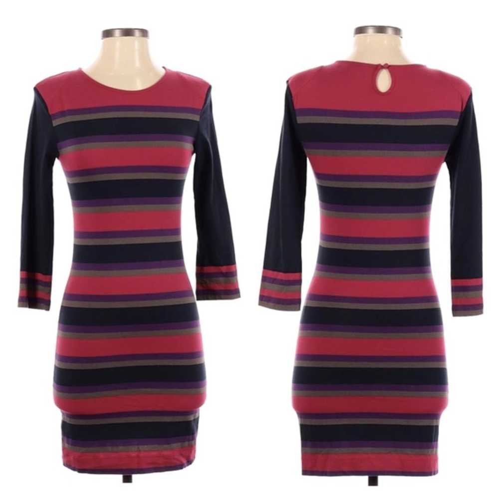 French Connection Jewel Tone Stripe Bodycon Dress… - image 1