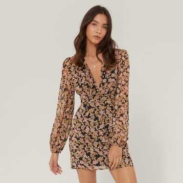 Nasty Gal Floral V Neck Fitted Mini Dress - image 1