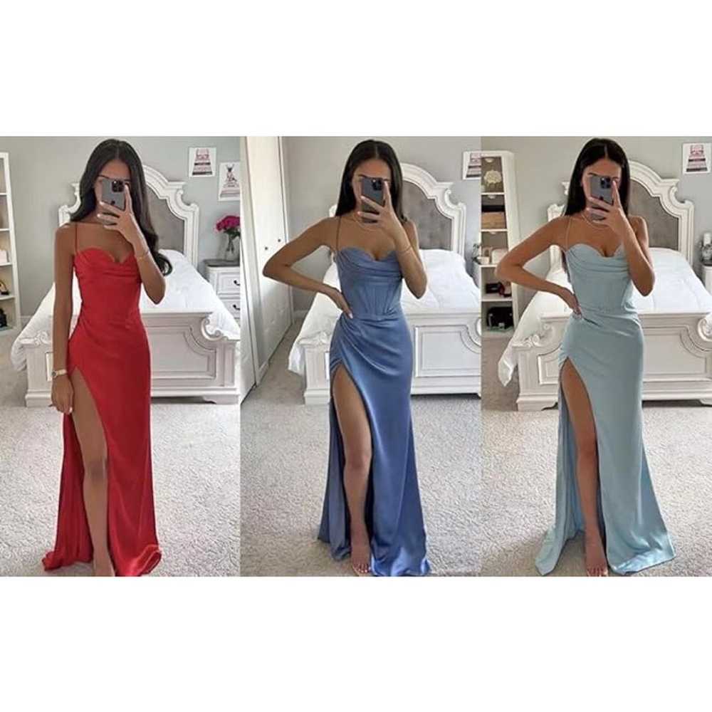 Kigretn Women's Satin Prom Dresses Long with Slit… - image 3