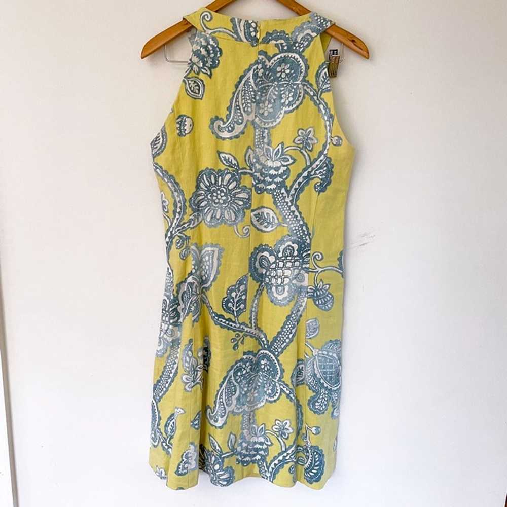 J. McLaughlin Yellow 100% Linen Floral Dress, Siz… - image 2