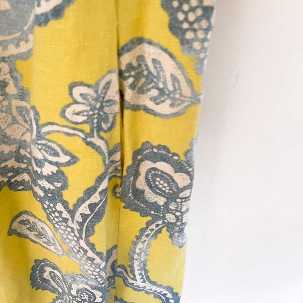 J. McLaughlin Yellow 100% Linen Floral Dress, Siz… - image 4