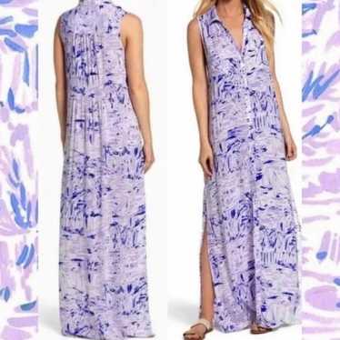 Lilly Pulitzer Medium Erza Maxi Beach Dress Lilac… - image 1