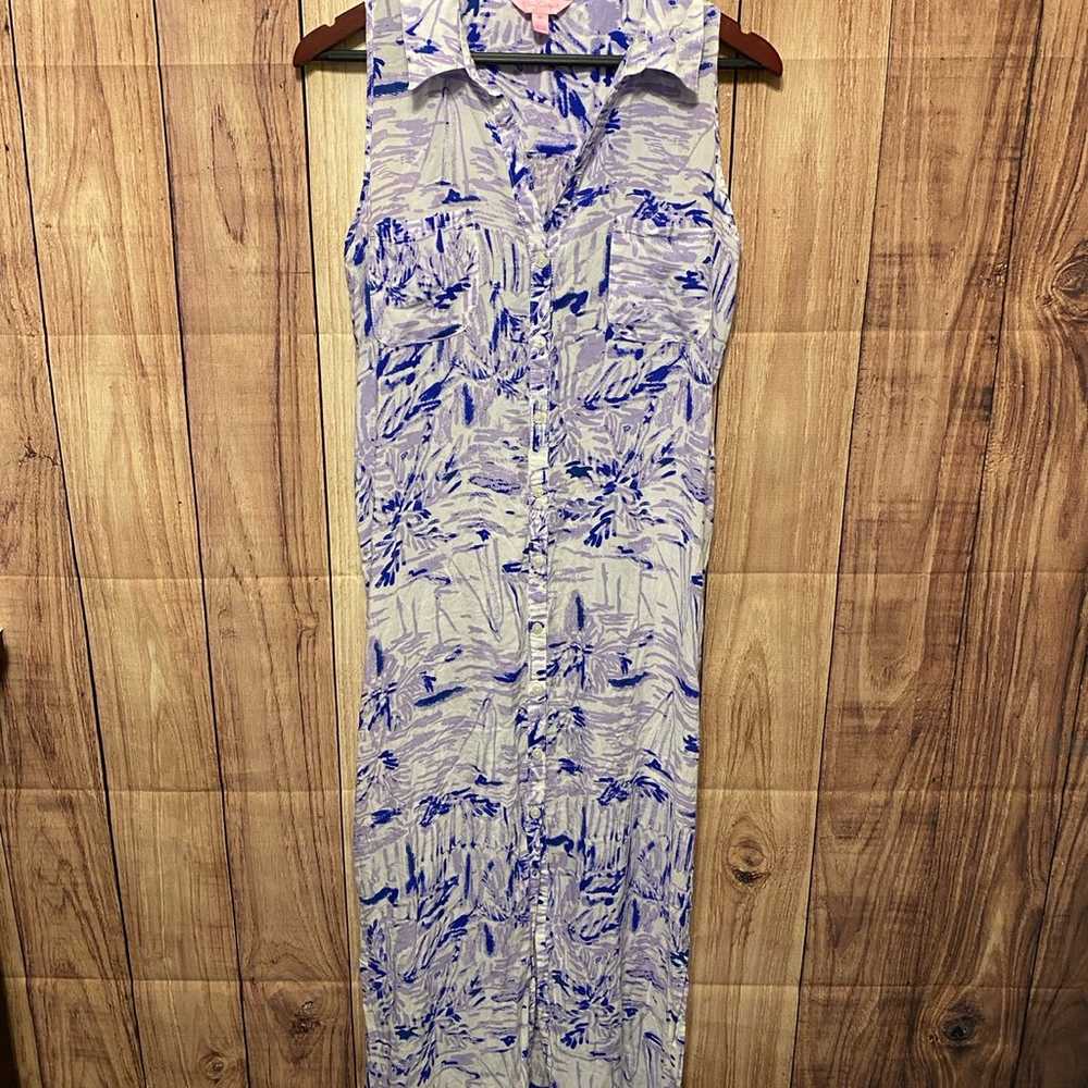 Lilly Pulitzer Medium Erza Maxi Beach Dress Lilac… - image 3