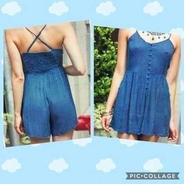 MinkPink  Y2K blue white polka dot romper Size M - image 1