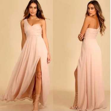 Lulus Always Enamored Blush Pink One-Shoulder Maxi