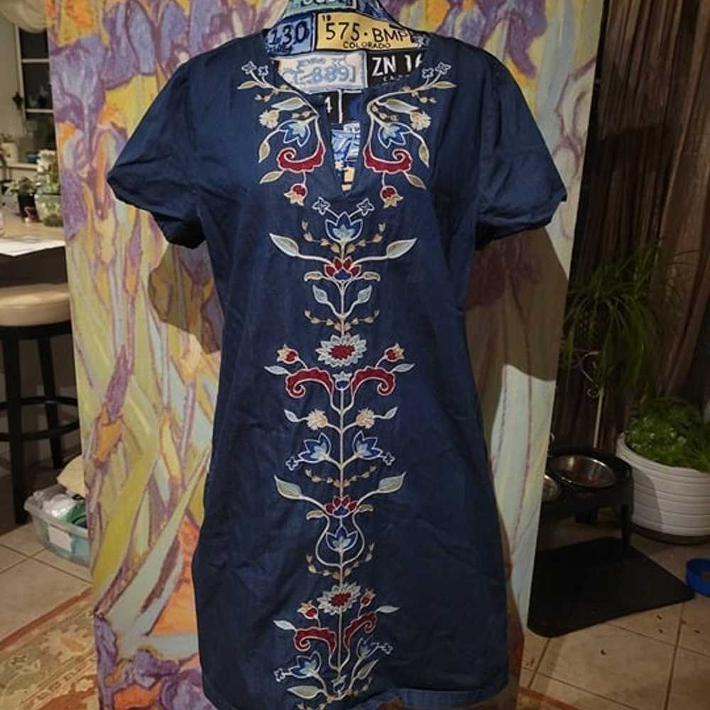 Pendleton Tala Embroidery Shift Midi Dress Sz L - image 3