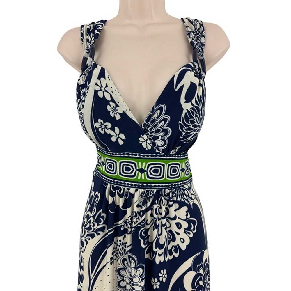 Size 12 NAVY BLUE ABSTRACT FLORAL PRINT MIDI/MAXI… - image 2