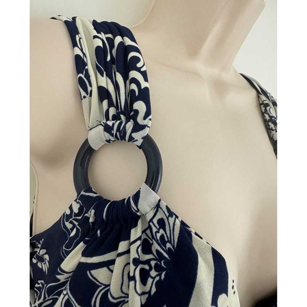 Size 12 NAVY BLUE ABSTRACT FLORAL PRINT MIDI/MAXI… - image 3