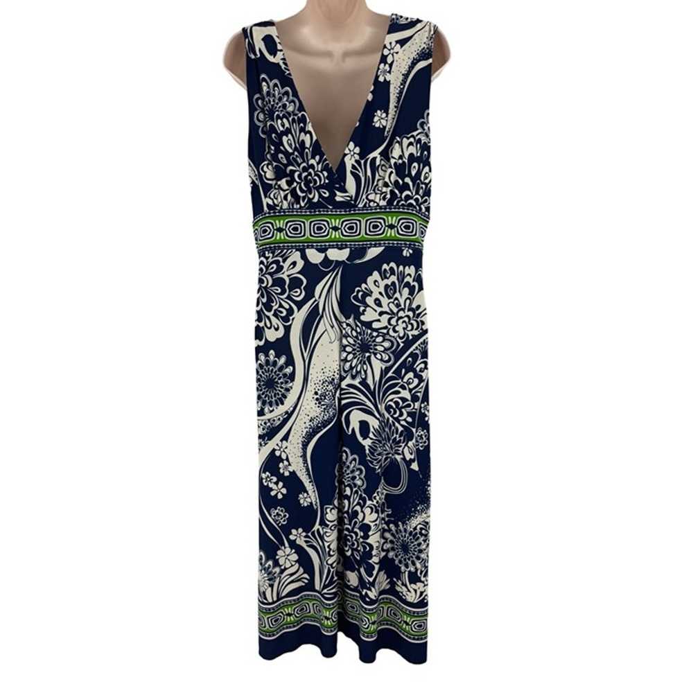 Size 12 NAVY BLUE ABSTRACT FLORAL PRINT MIDI/MAXI… - image 4