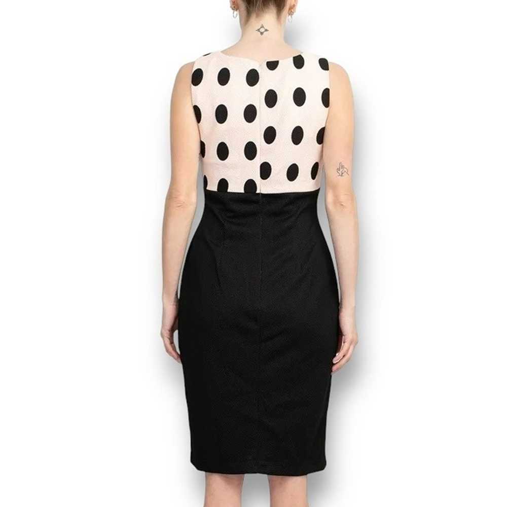 Size 14W 1X PINK/BLACK POLKA DOT BODICE MIDI SHEA… - image 2