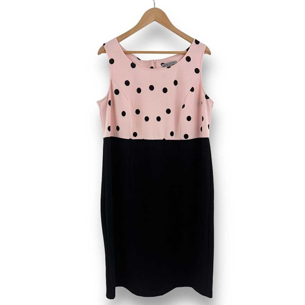 Size 14W 1X PINK/BLACK POLKA DOT BODICE MIDI SHEA… - image 3