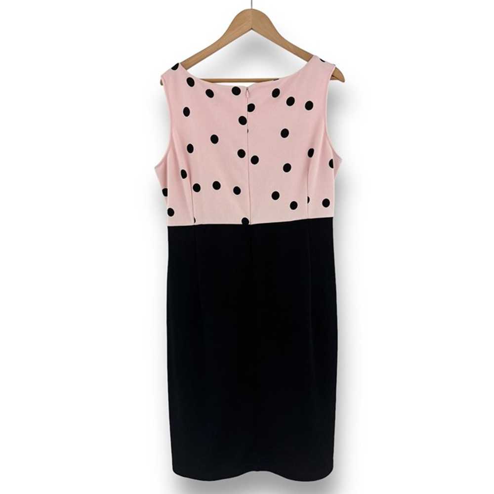 Size 14W 1X PINK/BLACK POLKA DOT BODICE MIDI SHEA… - image 4