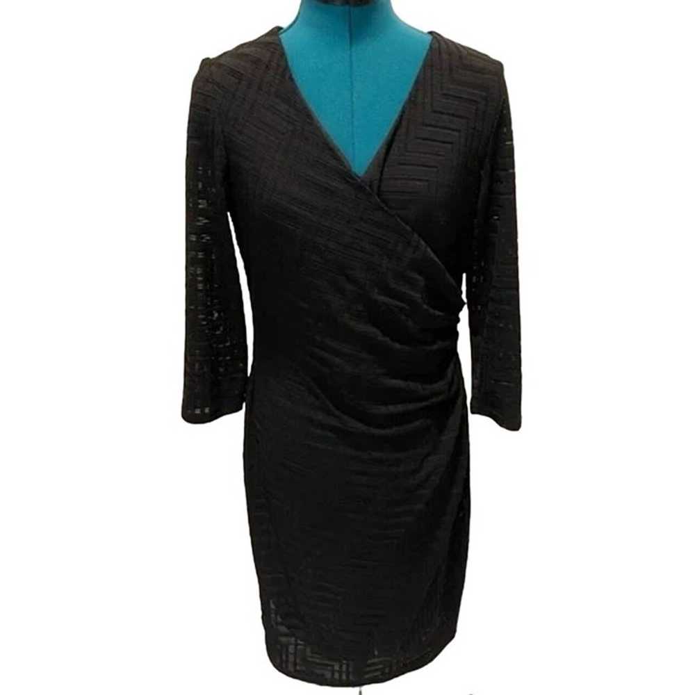 Size 12 CHAPS BLACK CHEVRON FAUX-WRAP DRESS Timel… - image 5