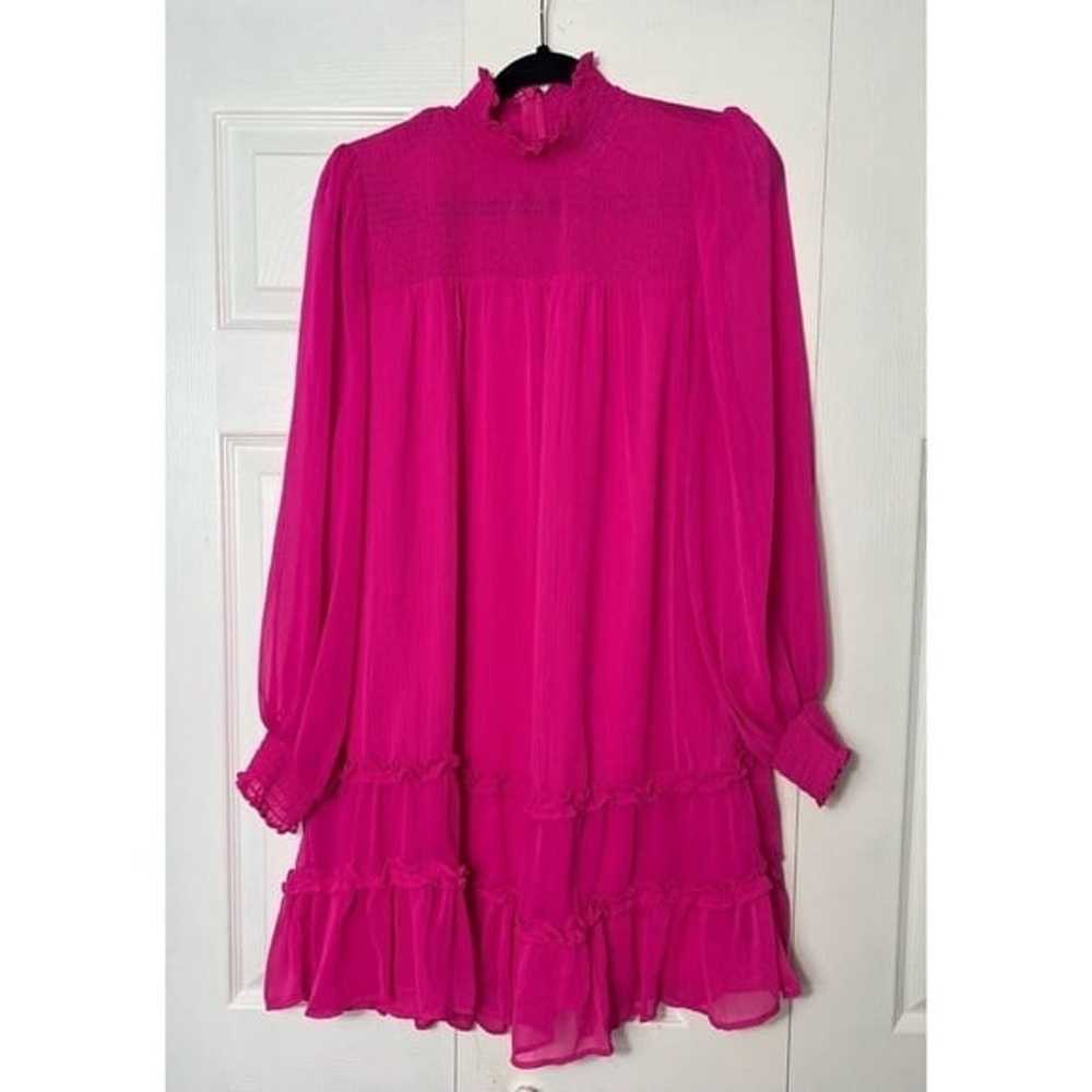 CeCe Neon Hot Pink Ruffled Yoryu Mock Neck Smocke… - image 6