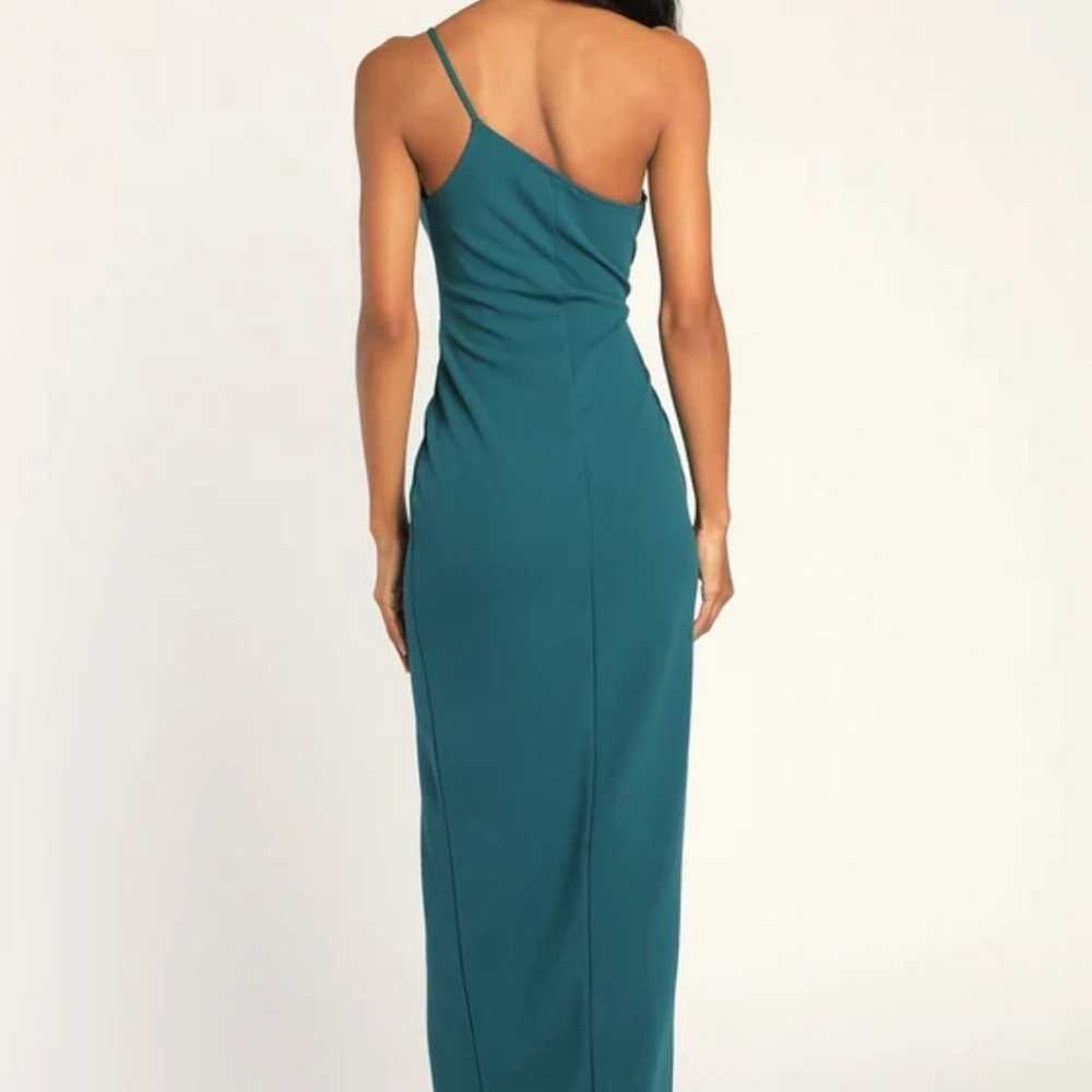 Lulus Teal Green One-Shoulder Maxi Dress - image 4