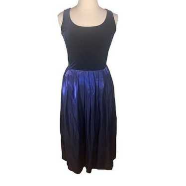 Vintage 90s Jessica Howard L Blue Velvet Pleated … - image 1