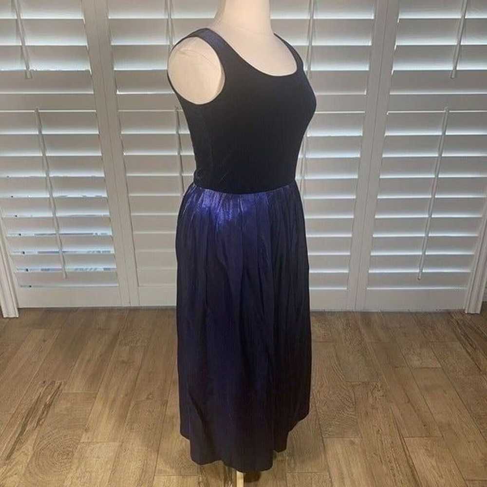 Vintage 90s Jessica Howard L Blue Velvet Pleated … - image 2