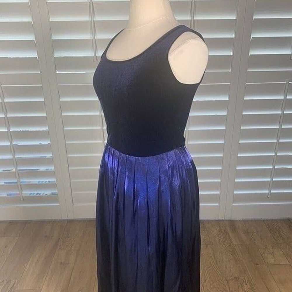 Vintage 90s Jessica Howard L Blue Velvet Pleated … - image 3