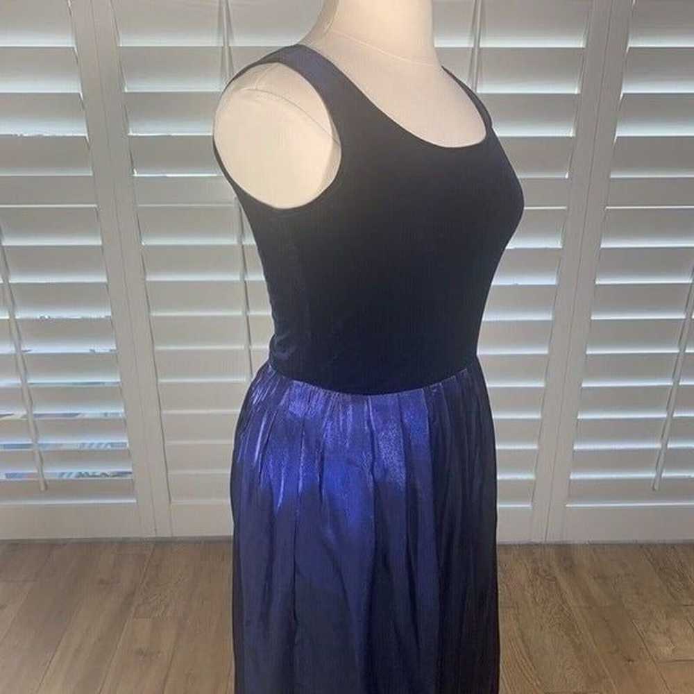 Vintage 90s Jessica Howard L Blue Velvet Pleated … - image 5