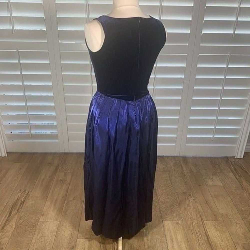 Vintage 90s Jessica Howard L Blue Velvet Pleated … - image 6