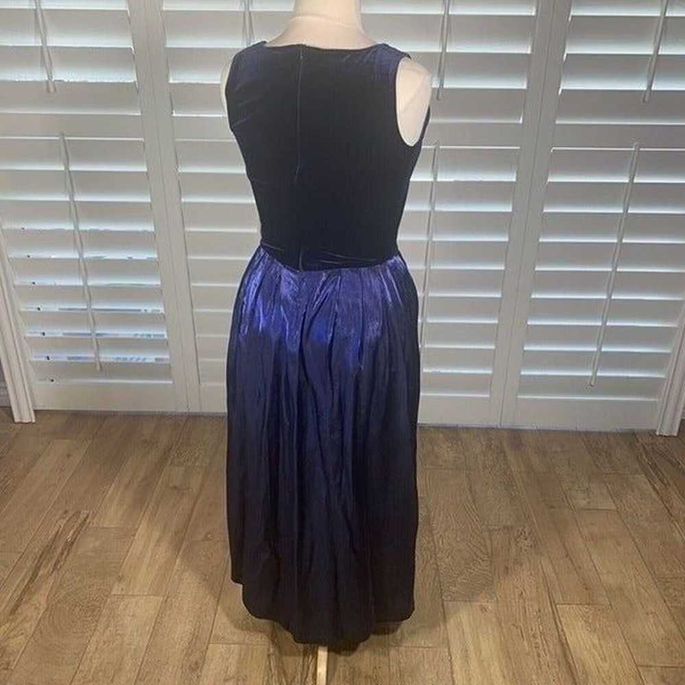 Vintage 90s Jessica Howard L Blue Velvet Pleated … - image 7