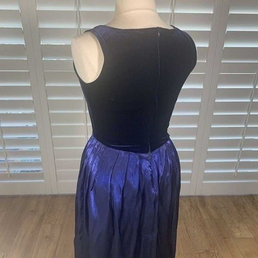 Vintage 90s Jessica Howard L Blue Velvet Pleated … - image 8