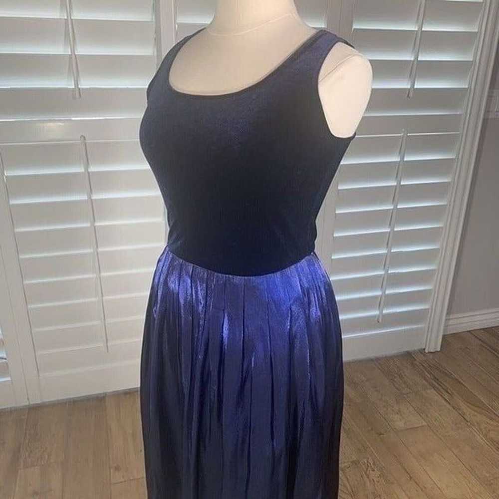 Vintage 90s Jessica Howard L Blue Velvet Pleated … - image 9