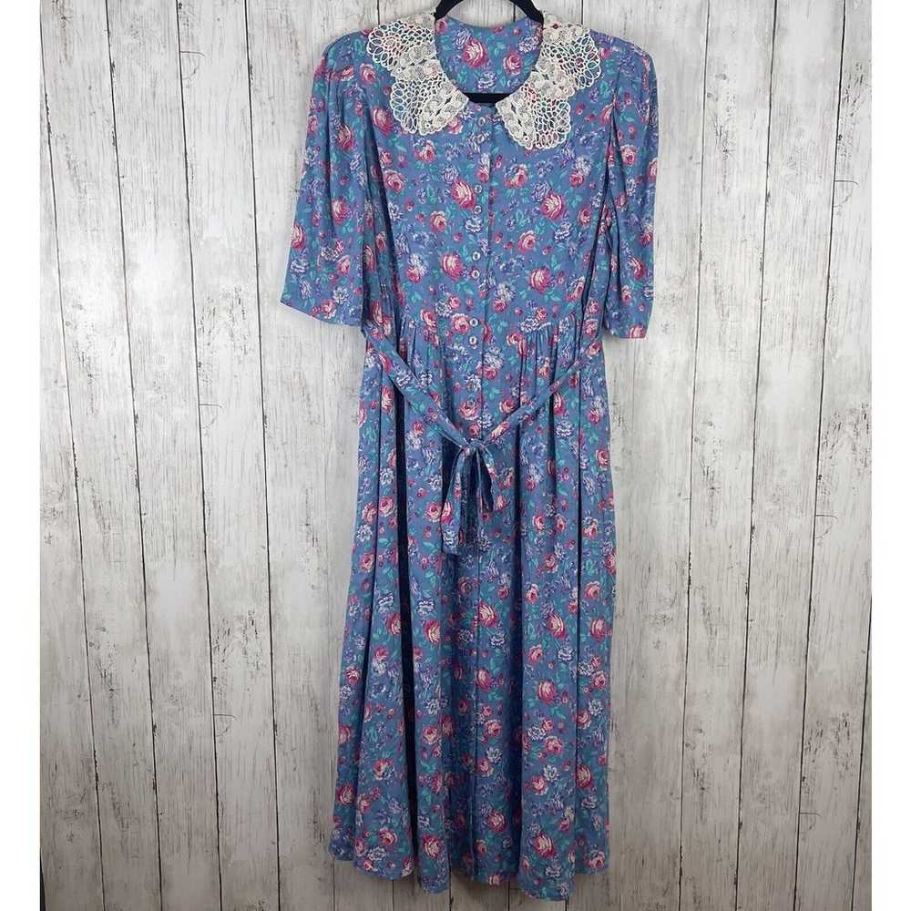 Vtg Belle France Jane Schaffhausen Floral Dress S… - image 1