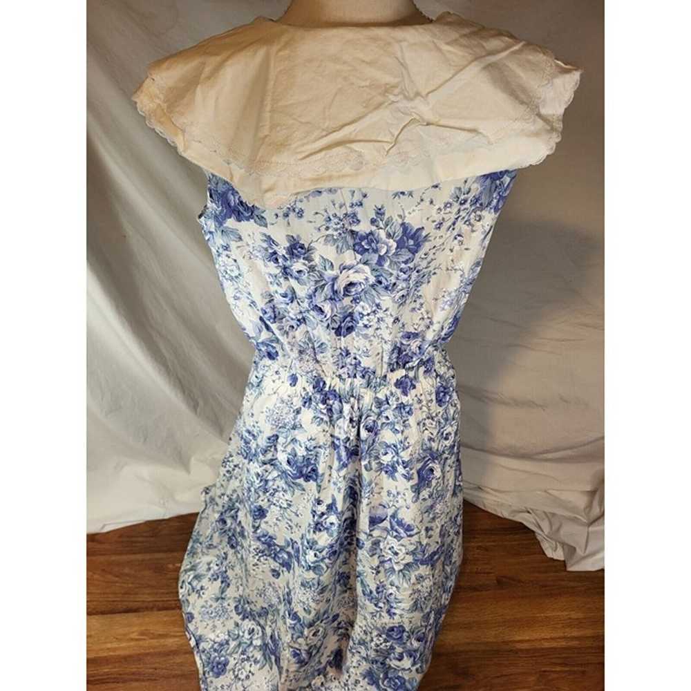 1980’s Eber San Francisco Blue White Floral Dress… - image 6