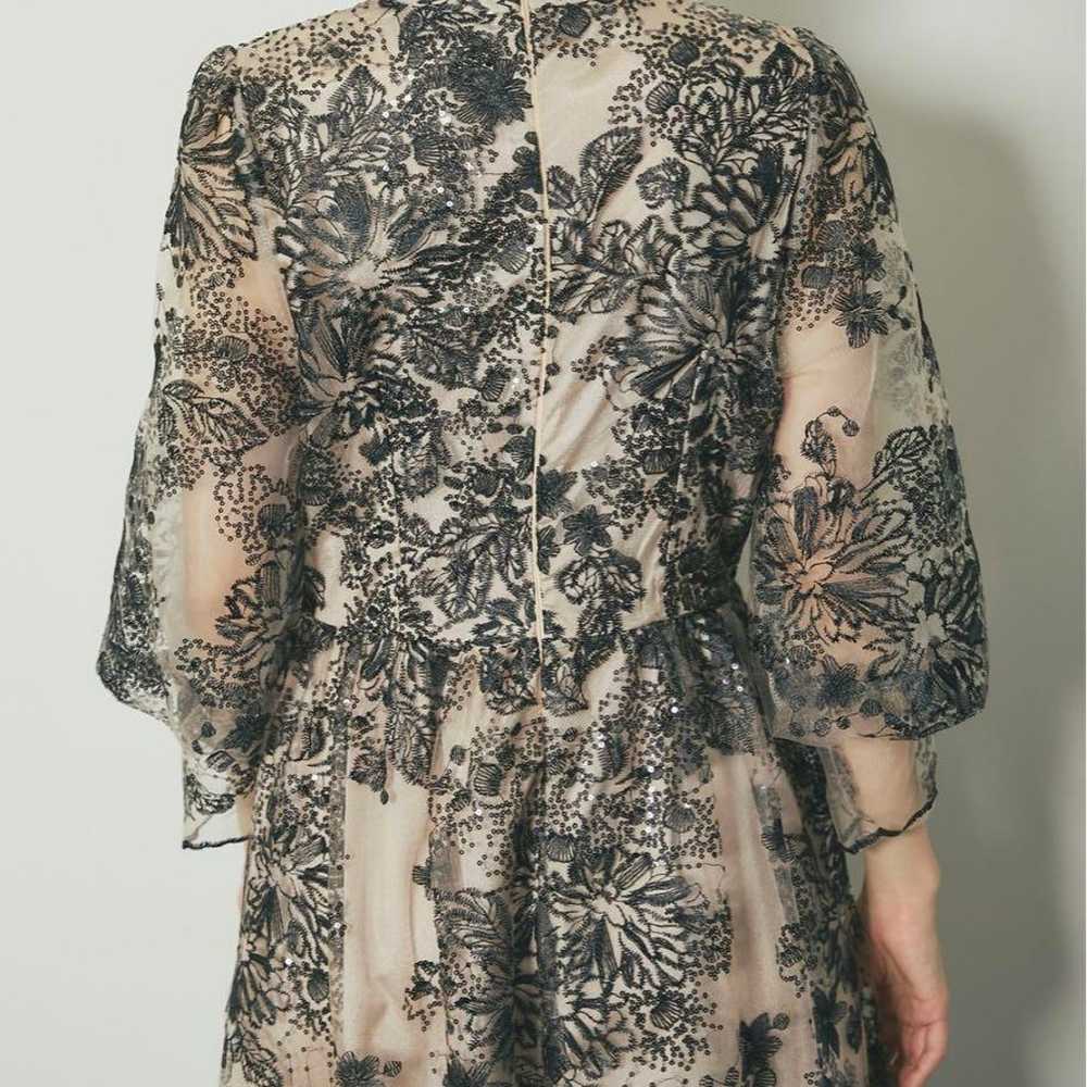 Volume sleeve lace dress with embroidery and sequ… - image 3