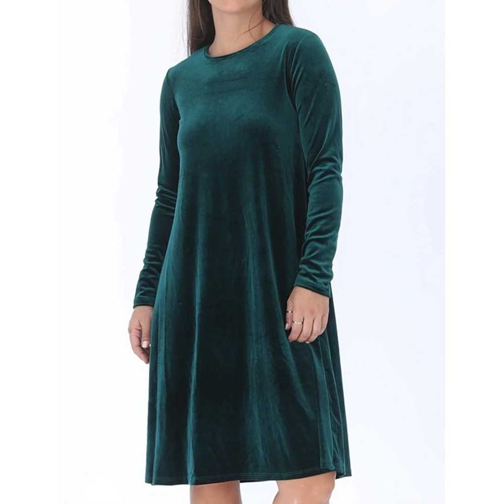 Size 14 GREEN VELVET DRESS Evening Velour Special… - image 1