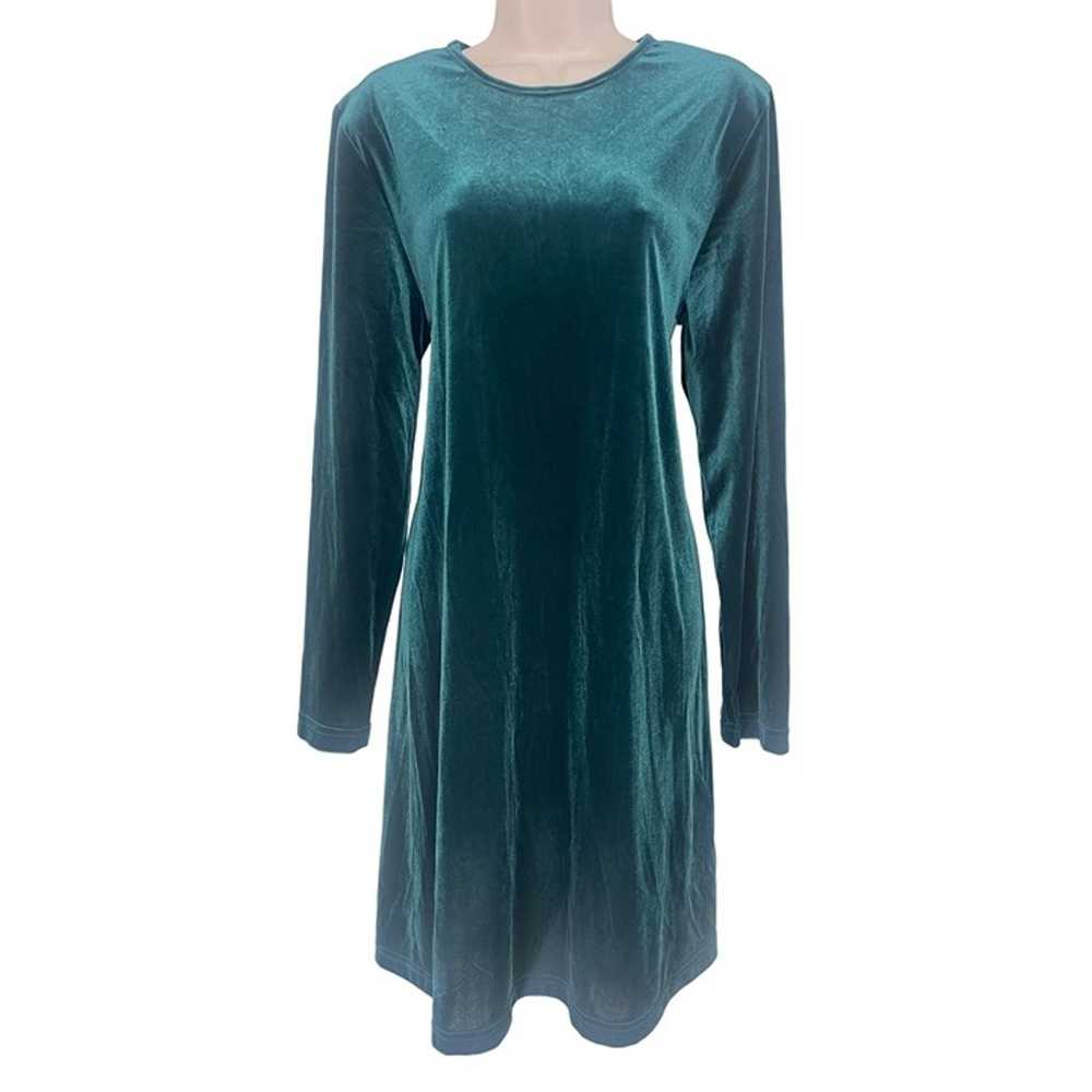 Size 14 GREEN VELVET DRESS Evening Velour Special… - image 2