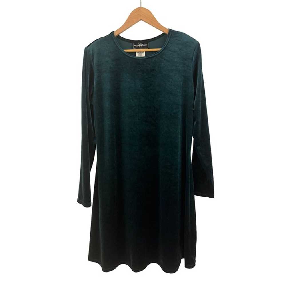 Size 14 GREEN VELVET DRESS Evening Velour Special… - image 3