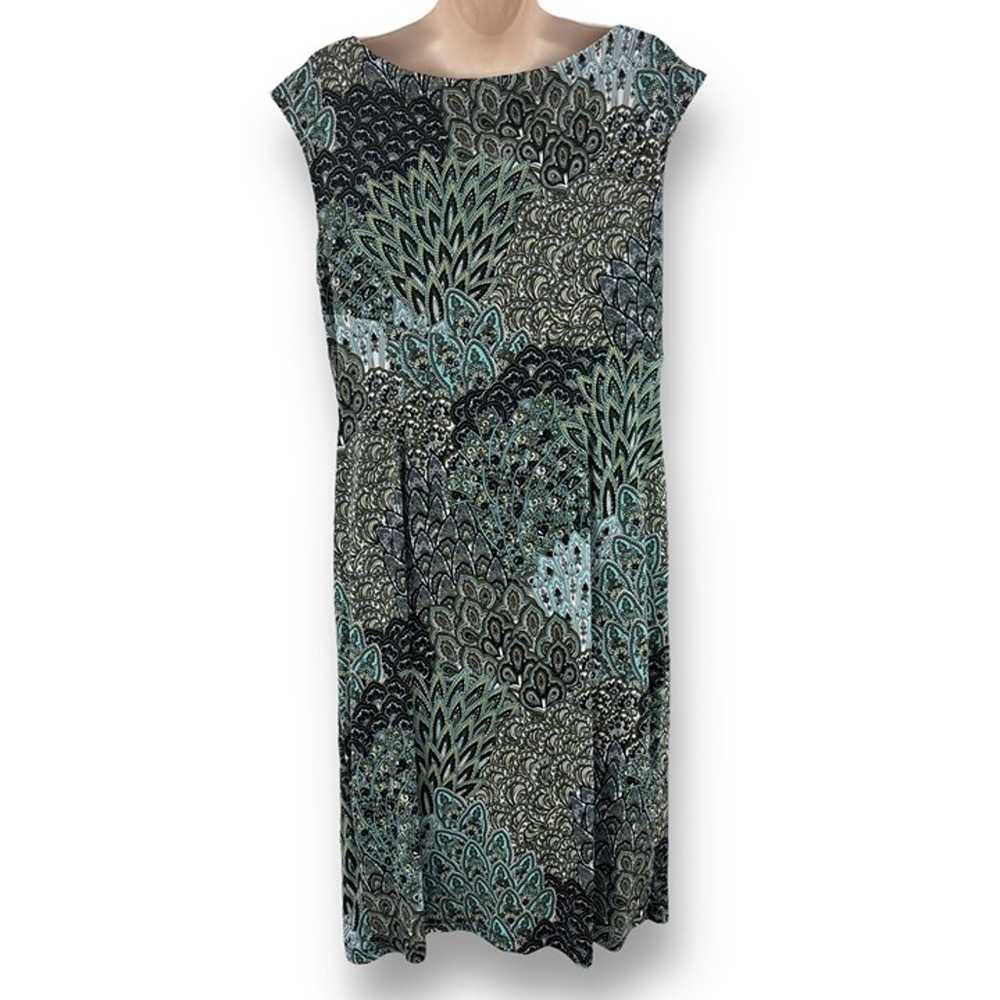 Size 16 XL 1X FEATHER PRINT FAUX-WRAP SLEEVELESS … - image 3