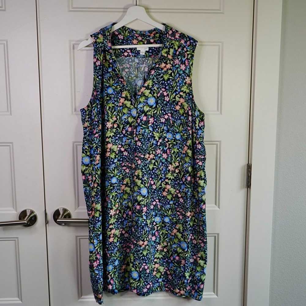 J Jill Dress Womens XL Midi Button Front Boho Cot… - image 1