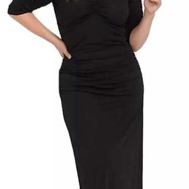 Torrid 3/4 sleeve ruched maxi black gown( Hallowee