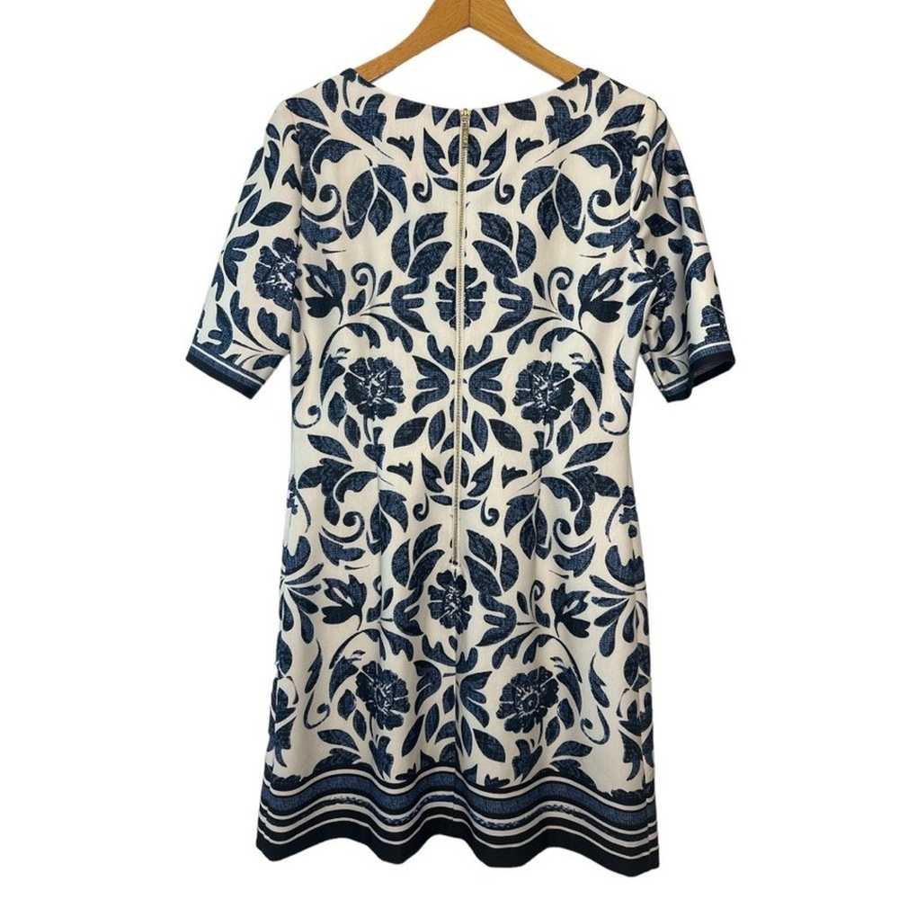 Eliza J Blue & White Floral Print Dress with Gold… - image 2