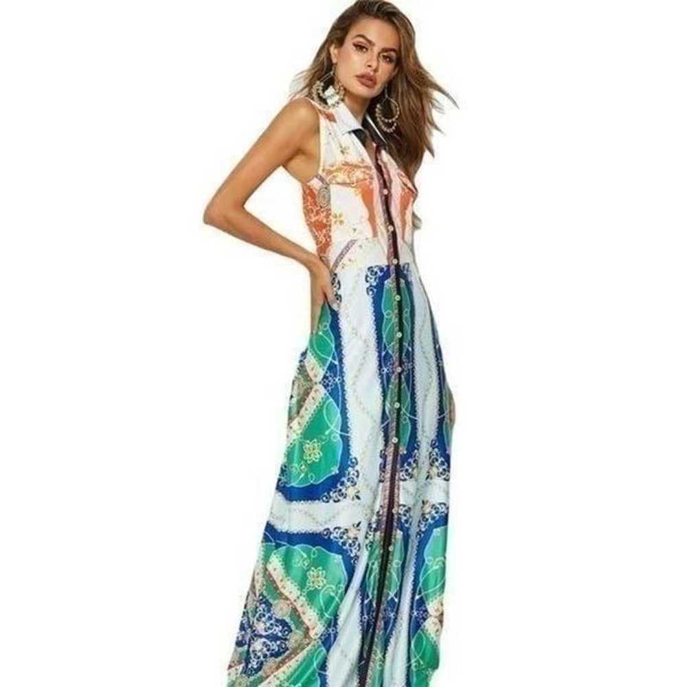 Luna Tuccini Button Up Maxi Dress Small - image 1