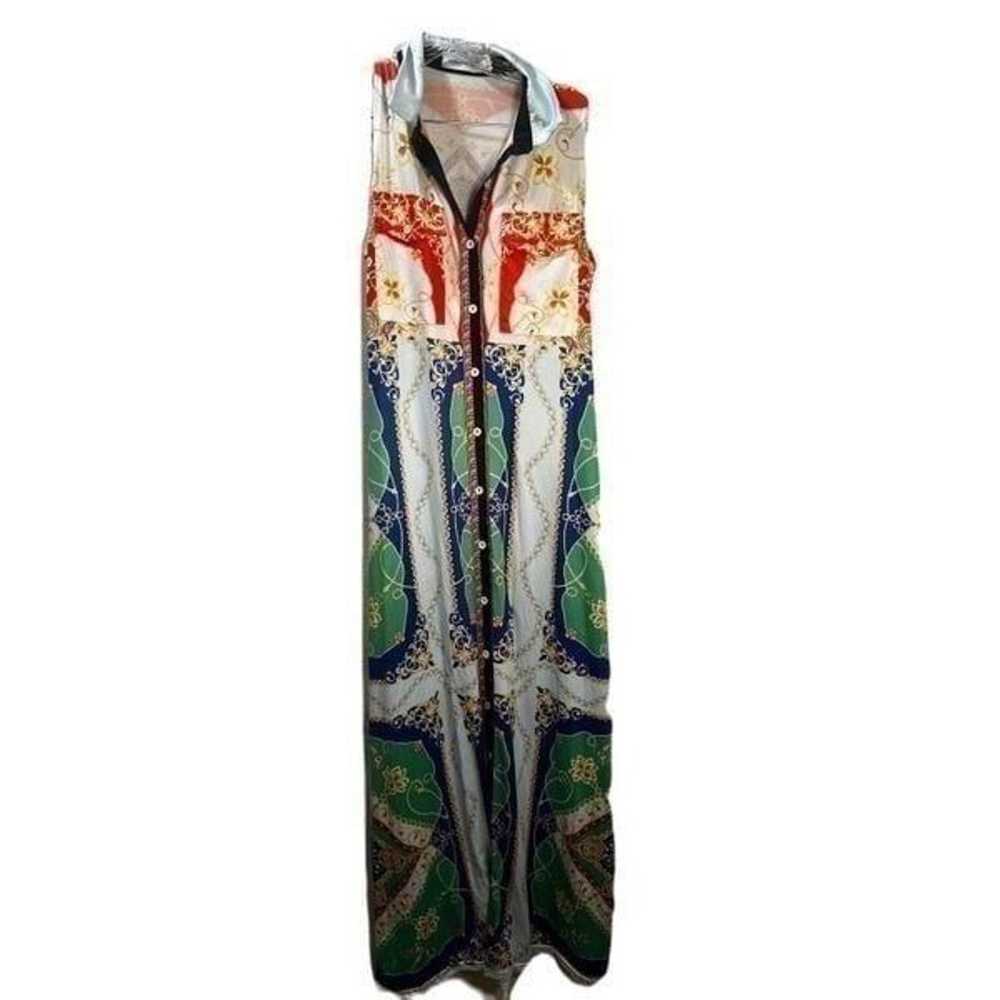 Luna Tuccini Button Up Maxi Dress Small - image 3