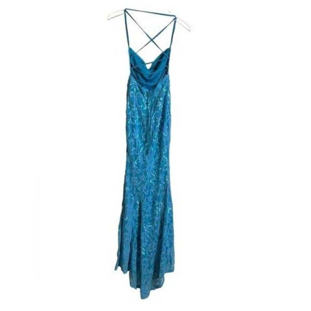 Lulu's Glam Aura Blue Iridescent Sequin Strapless… - image 5