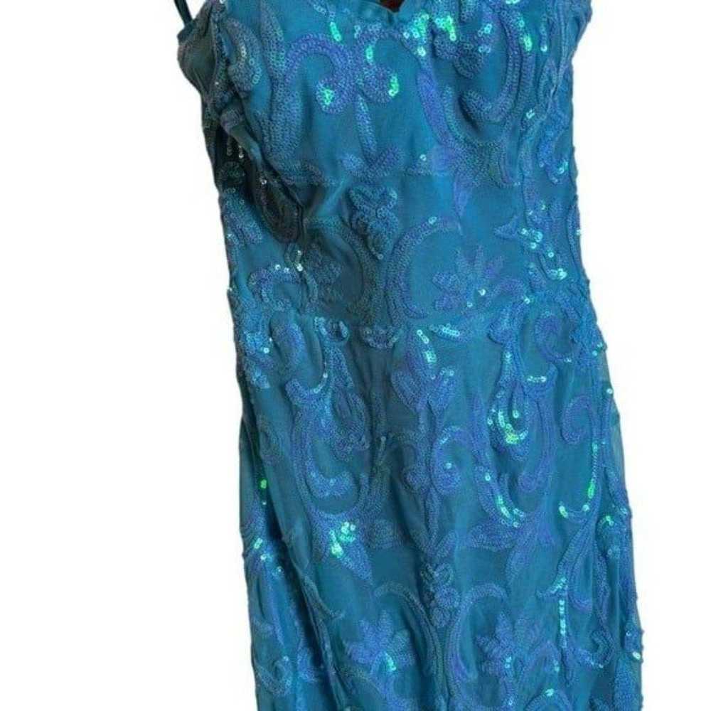 Lulu's Glam Aura Blue Iridescent Sequin Strapless… - image 6