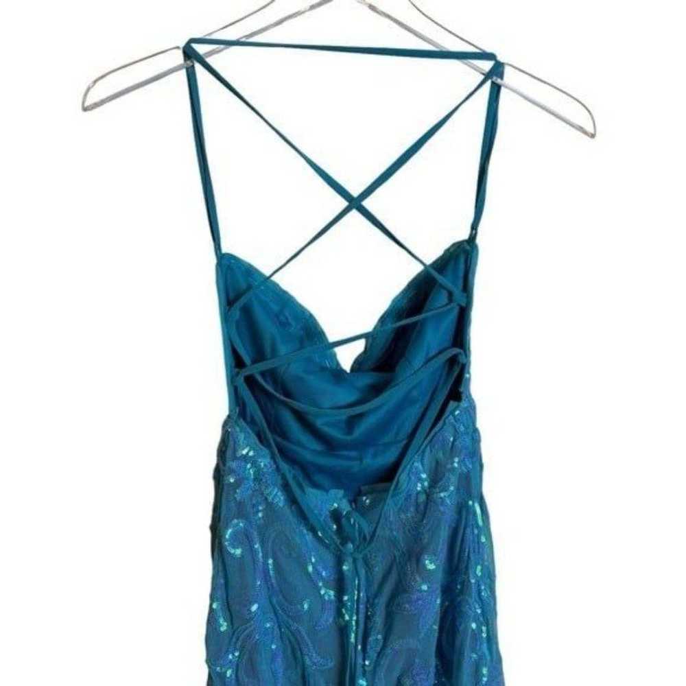 Lulu's Glam Aura Blue Iridescent Sequin Strapless… - image 7