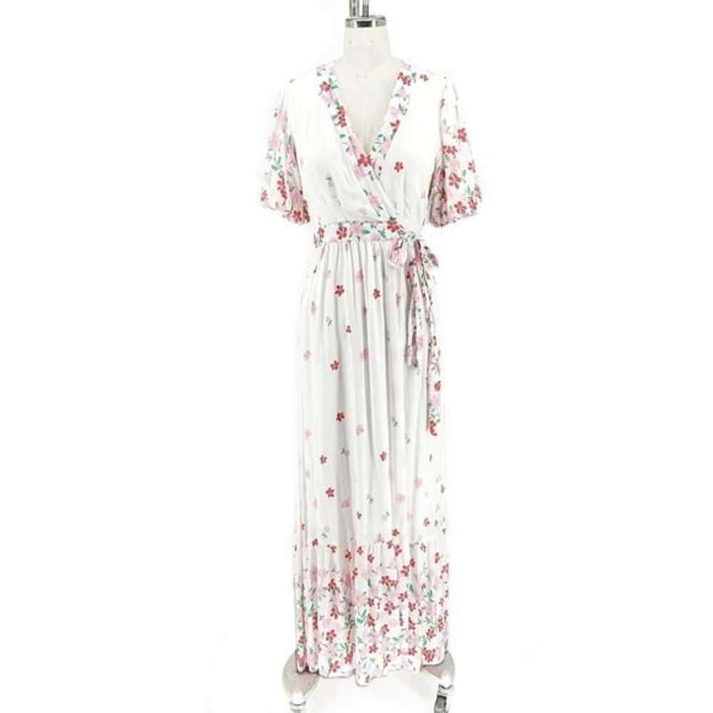 Draper James Floral Maxi Wrap Dress White Pink S … - image 1